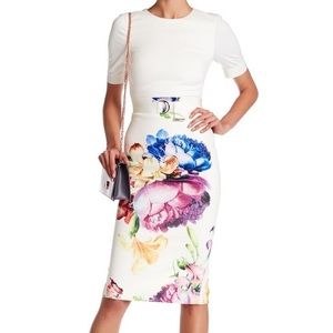 Ted Baker floral midi dress white Ted size 0
